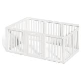 Clear Dog Play Pen,Pet Playpen with Door,Easy to Clean and Install Puppy pens for Both Indoor and Outdoor use (White, 23.6" Height, 8)