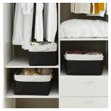 TheWarmHome Storage Basket for Organizing - Large 3 Pack 15.7x11.8x8.3 inch Collapsible Storage Bin for Shelves with Handles Laundry Cube Toy Closet Nursery (Whiet & Black)
