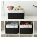 TheWarmHome Storage Basket for Organizing - Large 3 Pack 15.7x11.8x8.3 inch Collapsible Storage Bin for Shelves with Handles Laundry Cube Toy Closet Nursery (Whiet & Black)