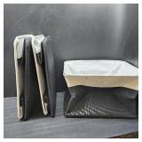 TheWarmHome Storage Basket for Organizing - Large 3 Pack 15.7x11.8x8.3 inch Collapsible Storage Bin for Shelves with Handles Laundry Cube Toy Closet Nursery (Whiet & Black)