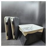 TheWarmHome Storage Basket for Organizing - Large 3 Pack 15.7x11.8x8.3 inch Collapsible Storage Bin for Shelves with Handles Laundry Cube Toy Closet Nursery (Whiet & Black)