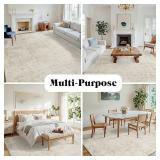 $136 9x12 Area Rugs for Living Room Washable Rug: Anti-Skid Abstract Modern Living Room Rug Soft Thin Carpets Indoor Floor Non-Shedding Carpet for Bedroom Dining Farmhouse Nursery Home Office Beige Wh