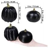 Winlyn 7 Pcs Assorted Artificial Black Pumpkins Halloween Faux Rustic Decorative Foam Pumpkins for Fall Halloween Thanksgiving Tabletop Centerpiece Mantel Kitchen Decor