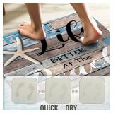 Life is Better at The Beach Starfish Wooden Board Bathroom Rugs Mat Non Slip Super Absorbent Stain Resistant Quick Dry Thin Bathroom Rug-Bath Mats for Bathroom Floor Bathtub,30"x20"