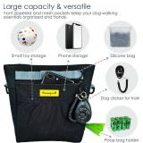 Dog Treat Pouch with Magnetic Closure 4-Cup Silicone Bag Fanny Pack Holder with Clicker 4 Ways to Wear Front Pocket Fits All Phones Ideal for Leash, Pet Walking and Training Black
