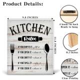 Kitchen Rules - Hanging Kitchen Rules Wood Decor Sign - Rustic Kitchen Wall Art Decor - Kitchen Decorations for Kitchen Wall Decor Kitchen Counter Decor - A01