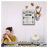 Kitchen Rules - Hanging Kitchen Rules Wood Decor Sign - Rustic Kitchen Wall Art Decor - Kitchen Decorations for Kitchen Wall Decor Kitchen Counter Decor - A01