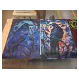 Lot Of 2 19" x 27" Crow Raven Curtains With Curtain Rod Hole