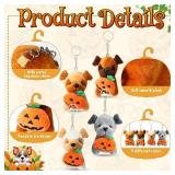 12 Pcs Halloween Mini Plush Dogs 4 Inches Puppy Dog Stuffed Animals Toys with Keychain Small Stuffed Pumpkin Animal Bulk for Halloween Birthday School Party Favors