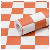 CAX Checkered Peel and Stick Wallpaper Orange Wallpaper 17.3