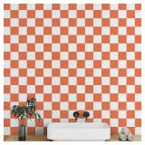 CAX Checkered Peel and Stick Wallpaper Orange Wallpaper 17.3