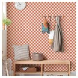 CAX Checkered Peel and Stick Wallpaper Orange Wallpaper 17.3