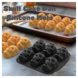 Skull Cake Pan Silicone Mold,6 Cavities Pirate Skull 3D Silicone Mold Baking Pan,For Baking, For Halloween,Easy Release & Dishwasher Safe