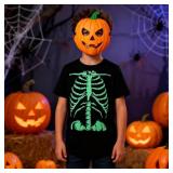 ADUKIDE Boys Glow in The Dark Shirts Size 4T Kids Halloween Novelty Short Sleeve T-Shirt