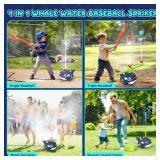4-in-1 Whale Water Sprinkler Baseball Set for Kid,Summer Water Toy with 3 Jets, 4 Balls and Rocket Launch Game, Kids Sprinklers with 360  Rotating Sprinkler,Outdoor Water Toys for Kids Age 3+ Years
