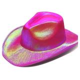 Lot Of 2 SoJourner Bags Neon Sparkly Glitter Space Cowboy Hat - Fun Metallic Holographic Party Disco Cowgirl Hat