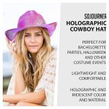 Lot Of 2 SoJourner Bags Neon Sparkly Glitter Space Cowboy Hat - Fun Metallic Holographic Party Disco Cowgirl Hat