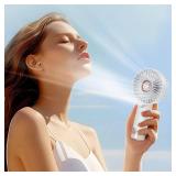 Mini Handheld Fan With Water Mist, Outdoor Portable Misting Fan Rechargeable, Water Spray, Hand Held, 2000mAh Battery Powered, Powerful & Ultra Quiet, for Travel, Sleeping, and Desk, White