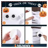 Motiskyy 6 Pcs Halloween Mummy Decor Mummy Wrap Cloth with Large Googly Eyes Front Door Porch Decorations Crepe Paper Indoor Kit for DIY Door Cover Party Outdoor Supplies