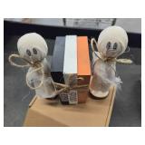 Halloween Decorations Indoor, 1 Set of Happy Spooky Season Wood Faux Books Stack,2 Primitive Halloween Ghosts on Wood Stand & 1 Black Cat Centerpiece for Tiered Tray Table Shelf Decor