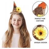Lot of 2, Spooktacular Creations Scarecrow Hat Headband for Adults Kids, Brown Headwears Costume Accessories for Halloween Dress up Cosplay Party, One Size Sunflower Headpiece
