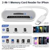 MFi Certified SD Card Reader for iPhone 2 in 1 Dual Slot SD/TF Card Camera Memory Card Adapter for iPhone 14/13/12/11/X/XS/XR/8/7 iPad, Plug & Play