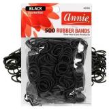 Lot of 2, Annie Rubber Bands Assorted Sizes, 500 Piece Hair Ties, Black