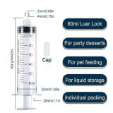 60mL Luer Lock Syringes Without Needle, Syringe for Liquid, Syringe for Science Labs, Feeding, Liquid Measurement, Pack of 4