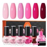 modelones Pink Nail Polish 6 Colors Hot Pink Tones Neon Shades Magenta Light Soft to Dark 2025 Spring Summer Nail Art Design for Women Girl Nail Lovers Valentine
