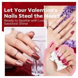 modelones Pink Nail Polish Set, Red Cat Eye 6 Colors Quick Dry Mini Finger Long Lasting Fast Drying DIY Manicure Kit Nail Art Home Salon Valentine