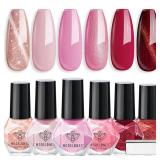 modelones Pink Nail Polish Set, Red Cat Eye 6 Colors Quick Dry Mini Finger Long Lasting Fast Drying DIY Manicure Kit Nail Art Home Salon Valentine