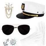 Yacht Captain Hat Sailor Hat and Scarf Set Sailor Hat Boat Cap Navvy Rock Costume for Women Men Captains Dressing up Party