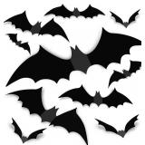 Lot of 2, Bats Wall Decor - 120 Realistic PVC 3D Black Scary Bat Wall Stickers for Creepy Home Decor & Halloween Party Decorations - DIY Wall Decal for Bathroom & Indoor Use