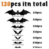 Lot of 2, Bats Wall Decor - 120 Realistic PVC 3D Black Scary Bat Wall Stickers for Creepy Home Decor & Halloween Party Decorations - DIY Wall Decal for Bathroom & Indoor Use