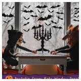 Lot of 2, Bats Wall Decor - 120 Realistic PVC 3D Black Scary Bat Wall Stickers for Creepy Home Decor & Halloween Party Decorations - DIY Wall Decal for Bathroom & Indoor Use