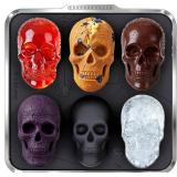 Metal Framed Silicone Skull Cake Pan - 6 Cavity Skull Baking Pan & Silicone Mold for Halloween Parties & Baking Fun | Food-Safe Non-Stick Ice Cube Tray, Cupcake Maker