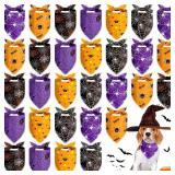 Frienda 30 Pcs Halloween Dog Bandanas Bulk Spider Web Bandanas for Dogs Black Orange Purple Triangle Kerchief Bibs Scarf Set for Pet Halloween Costume Photo Props Accessories Pet Shops, 6 Styles