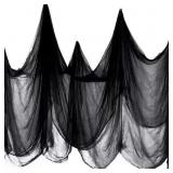 Halloween Creepy Cloth 197"X85"Spooky Fabric Cloth Black Cheesecloth Indoor Outdoor Decorations Hanging Scary Gauze for Haunted House Party Supplies Yard Patio Wall Doorways Windows Tree Home Outside