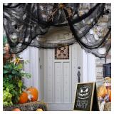 Halloween Creepy Cloth 197"X85"Spooky Fabric Cloth Black Cheesecloth Indoor Outdoor Decorations Hanging Scary Gauze for Haunted House Party Supplies Yard Patio Wall Doorways Windows Tree Home Outside