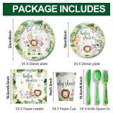 Safari Birthday Supplies Tableware Boys - Safari Jungle Baby Shower Party Decorations Include Plates, Cups, Napkins, Tableware, Wild Birthday Baby Shower Decorations | 24 Guests
