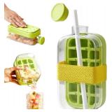 Ice Cube Bottle, Press to Easy to Release Silicone Ice Trays, Ice Cube Molds Applies to Summer Drinks, Whiskey, Cocktail, Tea, Coffee, Ice Trays for Freezer (18Grids Green)