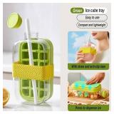 Ice Cube Bottle, Press to Easy to Release Silicone Ice Trays, Ice Cube Molds Applies to Summer Drinks, Whiskey, Cocktail, Tea, Coffee, Ice Trays for Freezer (18Grids Green)