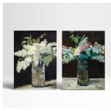 JXBYJP Vase of White Lilacs and Roses Canvas Wall Art Bathroom Bedroom Decor Vintage Flowers Home Office Decoration Rustic Floral Picture for Living Room Wall Decor Frame 12x16inch