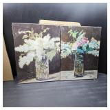 JXBYJP Vase of White Lilacs and Roses Canvas Wall Art Bathroom Bedroom Decor Vintage Flowers Home Office Decoration Rustic Floral Picture for Living Room Wall Decor Frame 12x16inch