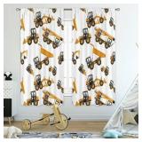 Boys Construction Curtains 42Wx63L Inch Rod Pocket Cartoon Tractor Truck for Kids Bedroom Decor Bulldozer Child Nursery Toddler Excavator Art Printed Playroom Living Room Window Drapes 2 Panel