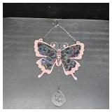 VEWOGARDEN Butterfly Suncatcher Stained Glass Window Hanging Ornament Sun Catchers Indoor Window for Bird Lover Mom, Pink