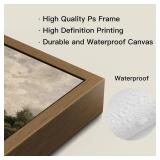 Bzstyleart Framed Vintage Wall Art,Vintage Windmill Art Warterproof Artwork for Shelf Decoration,8 x 10 Inch Farmhouse with Windmill,Canvas Print Cute Dorm Wall Decor for Bedroom Apartment