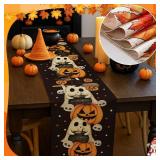 3 Pcs Halloween Table Runner Thanksgiving Table Runner 13x72 Inch Halloween Ghost Decor Fall Pumpkin Christmas Gingerbread Decor Holiday Decoration Seasonal Farmhouse Kitchen Decoration