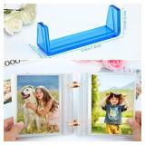 ZEEYUAN 4x6 Acrylic Desktop Photo Album 4x6 Flip Photo Album on Stand with Blue Acrylic Base, ZYYKL01