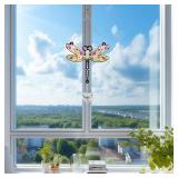 VEWOGARDEN Dragonfly Suncatcher Stained Glass Window Hanging Ornament Sun Catchers Indoor Window for Bird Lover Mom